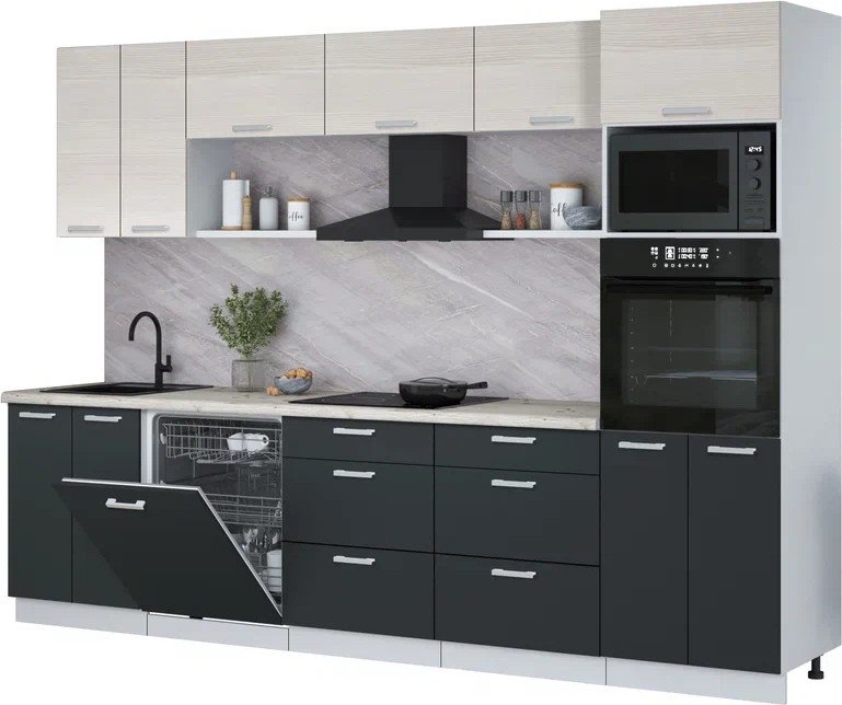 

Готовая кухня Интерлиния Мила Лайт 3.0-ПМ1 (вудлайн кремовый/антрацит/бискайская сосна)