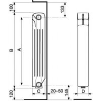 Алюминиевый радиатор SAS S500B10 (10 секций) в Мозыре