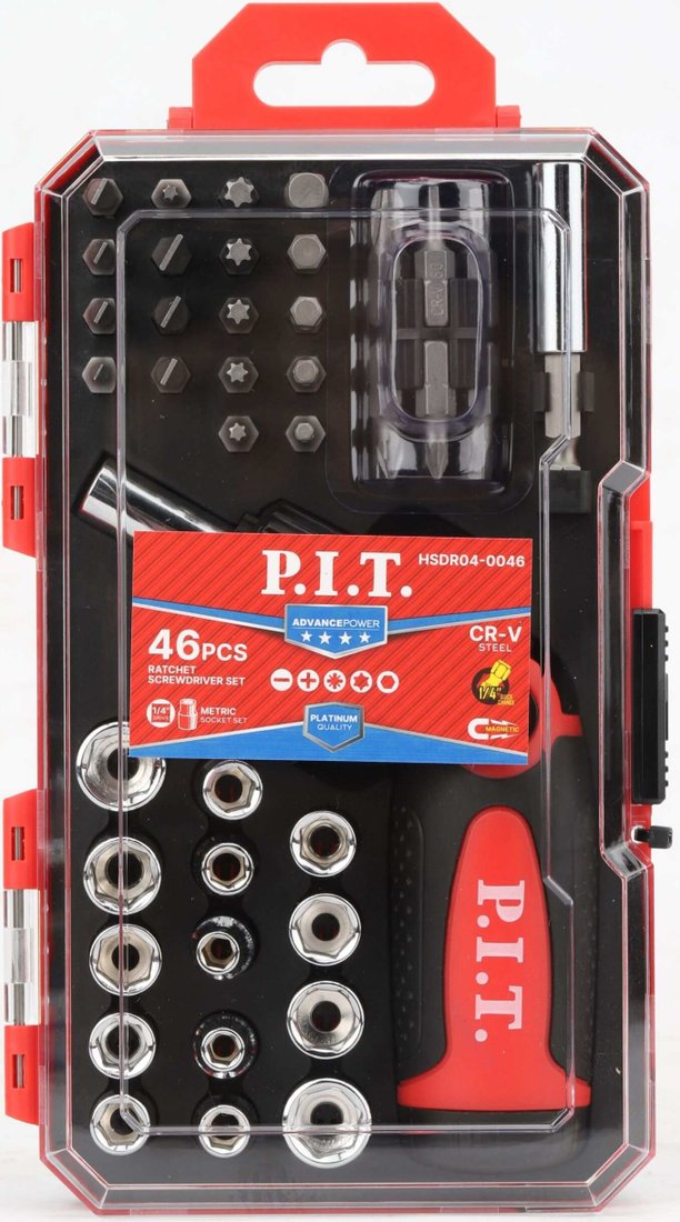 

Набор отвертка с битами и головками P.I.T. Advance HSDR04-0046 (46 предметов)