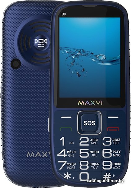 Кнопочный телефон Maxvi B9 (синий)