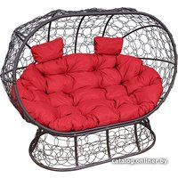 Садовый диван M-Group Лежебока 11190206 (на подставке с коричневым ротангом/красная подушка)