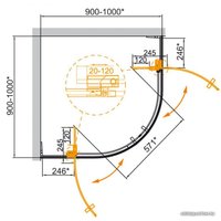 Душевой уголок Cezares SLIDER-R-2-90/100-GRIGIO-Cr
