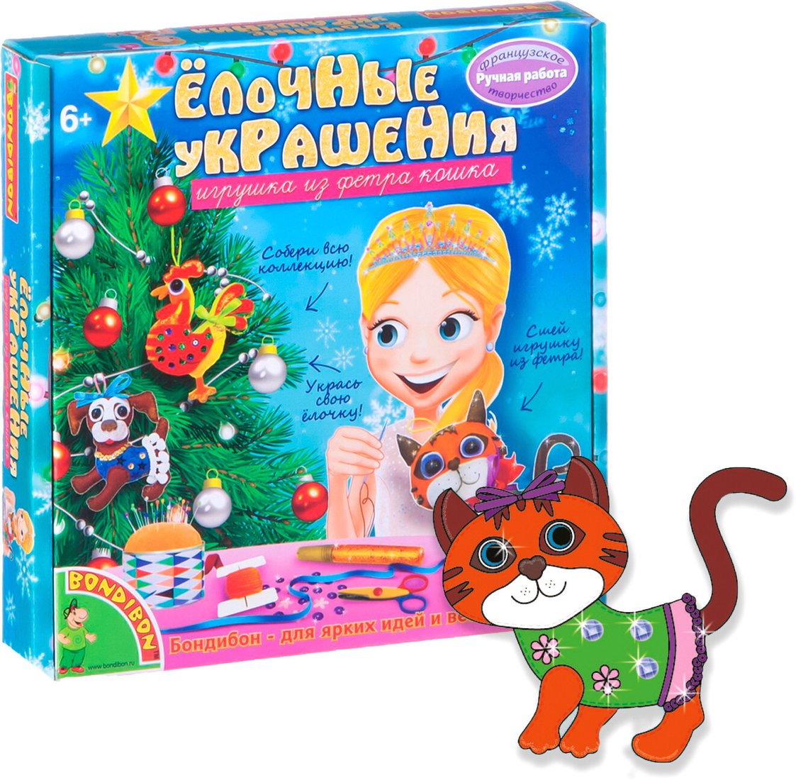 

Набор для создания поделок/игрушек Bondibon Елочные украшения из фетра. Кошка ВВ1591