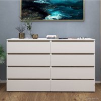 Комод Кортекс-мебель Бари 160 8ш (белый/белый/дуб сонома)