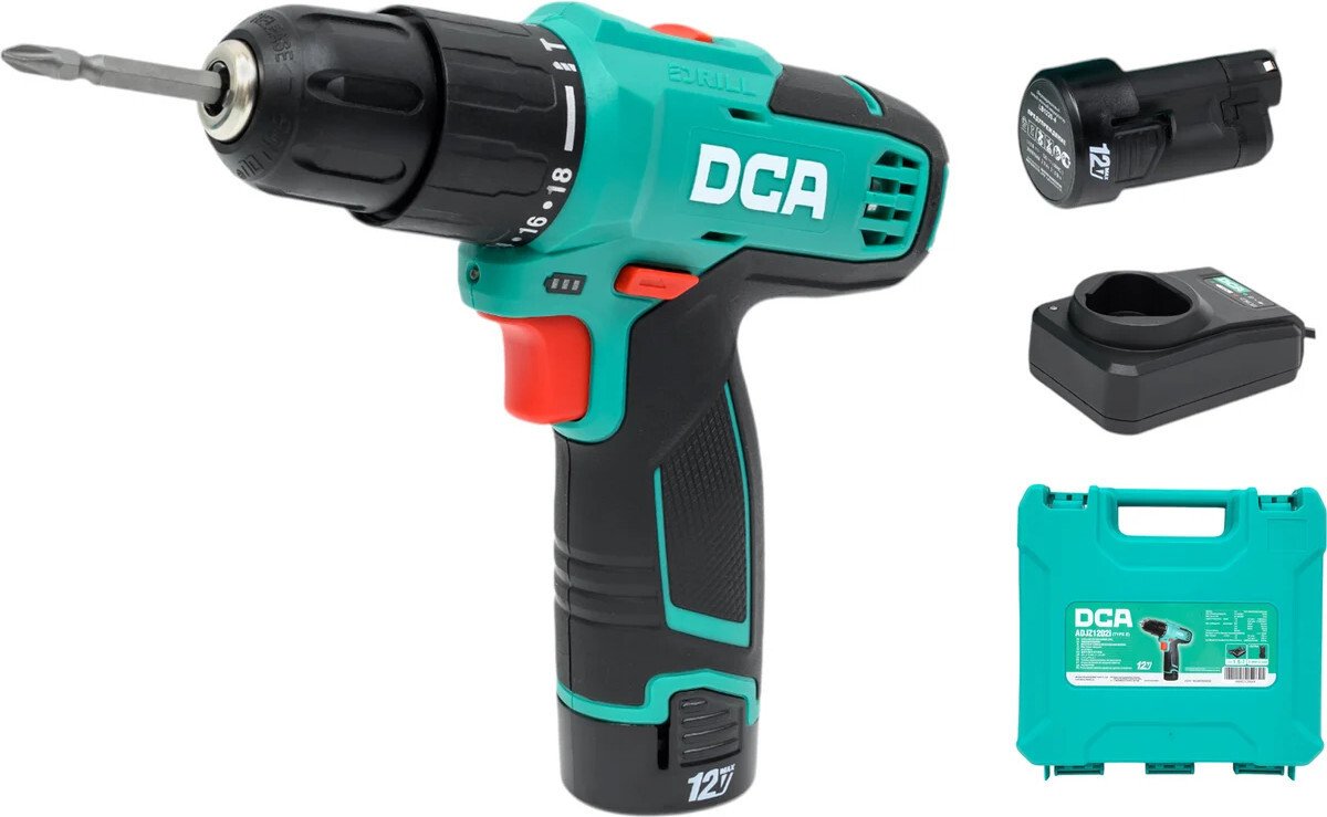 Ударная дрель-шуруповерт DCA ADJZ1202i Type E (с 2-мя АКБ, кейс)