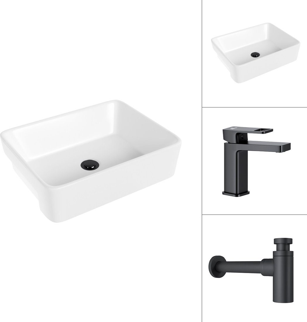 

Умывальник Lauter 21675 + Cascade 21СК655BS с сифоном 21635B (черный матовый)