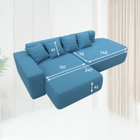 Угловой диван Лига диванов Лига-065 левый 129800L (рогожка амур 10 голубой)