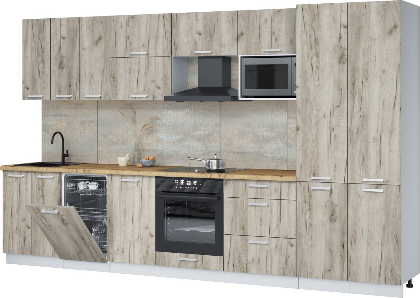 

Готовая кухня Интерлиния Мила Лайт 3.5-ПМ4 (дуб серый/дуб серый/дуб бунратти)