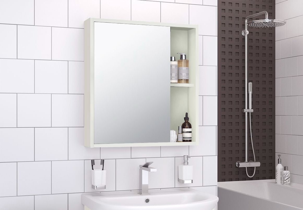 

Runo Шкаф с зеркалом для ванной Эко 52 (белый)