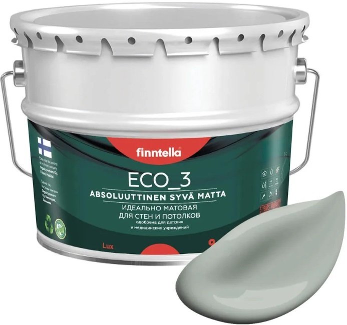 

Краска Finntella Eco 3 Wash and Clean Poly F-08-1-9-LG217 9 л (серо-зеленый)
