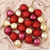 Елочная игрушка Зимнее волшебство Бинго d-6 см 25 шт (красный/золотой) 4962746