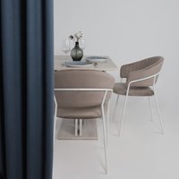 Стул с подлокотниками Алвест AV 433 (светло-коричневый бархат H-61/белый)