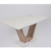 Кухонный стол Аврора Торонто 140-171.5x80 (камень белый Greys white/Ель умбра)