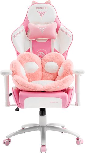 Игровое (геймерское) кресло Zone51 Kitty Meow (розовый/белый)