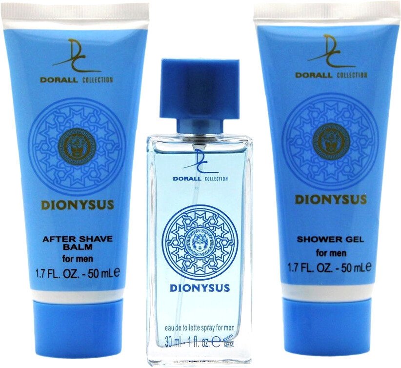 

Парфюмерный набор Dorall Collection Dionysus Туалетная вода+гель для душа+бальзам после бритья (30 мл+50 мл+50 мл)