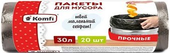Пакеты для мусора Komfi 30 л 7мкм PM320BL (20 шт, черный)
