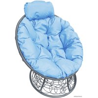 Кресло M-Group Папасан мини 12070303 (серый ротанг/голубая подушка)