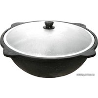 Казан Davr Metall Узбекский чугунный с крышкой, круглое дно (12 л)