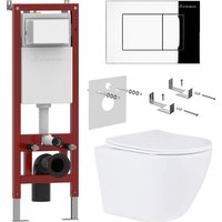 Унитаз подвесной Roxen Antares в комплекте с инсталляцией Asten Readle Zentralmodul AR0601-185CH с кнопкой (хром глянец)