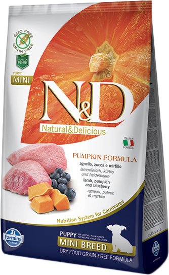 

Сухой корм для собак Farmina Grain Free Pumpkin Lamb & Blueberry Puppy Mini (Ягненок с тыквой и черникой) 2.5 кг