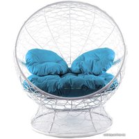 Кресло M-Group Апельсин 11520103 (белый ротанг/голубая подушка)