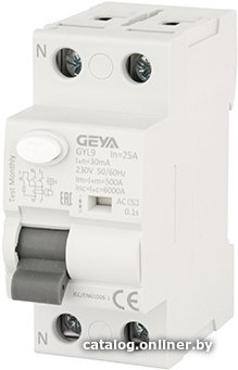Устройство защитного отключения GEYA GYL9 2P 25A 6 кА 30мА AC GYL92P25A30MA