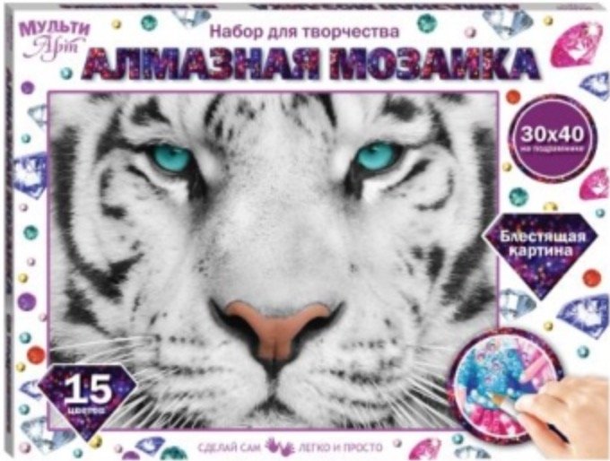 

Алмазная мозаика MultiArt Белый тигр AM30X40-MULTI7