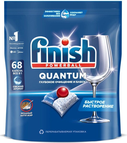 

Таблетки для посудомоечной машины Finish Powerball Quantum All in 1 (68 шт)
