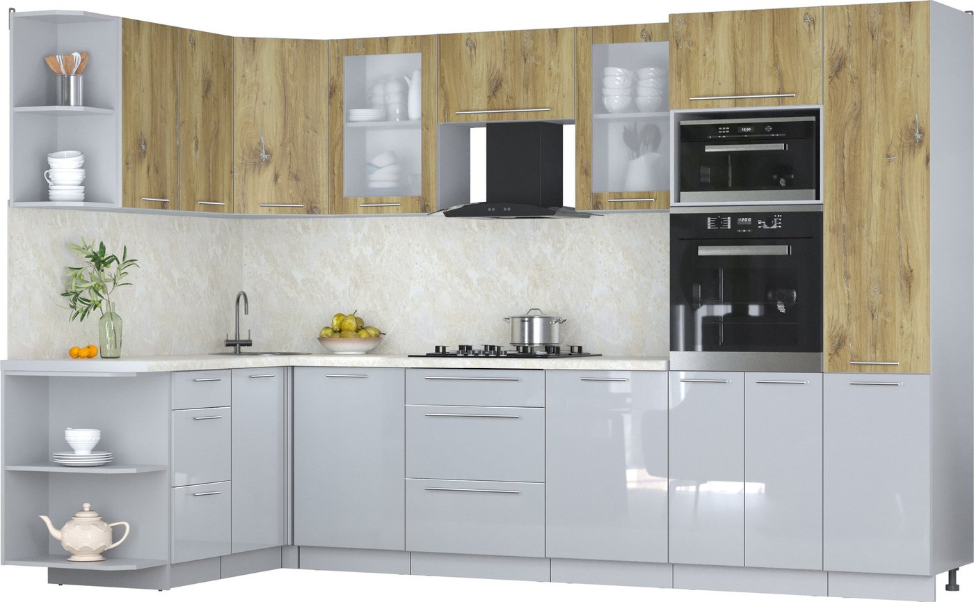 

Готовая кухня Интерлиния Мила Пластик 1.68x3.2 LV (дуб эпоксид/туманный глянец/опал светлый)