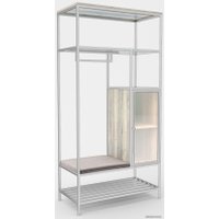 Стеллаж Hype Mebel Босс 100x200 (белый/древесина белая/велюр серый)