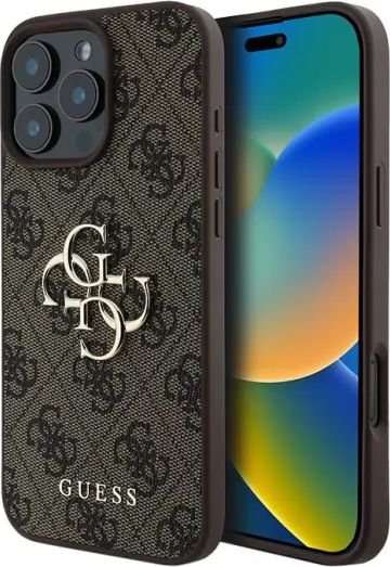 

Чехол для телефона Guess PU 4G Big metal logo для iPhone 16 Pro Max GUHCP16X4GMGBR