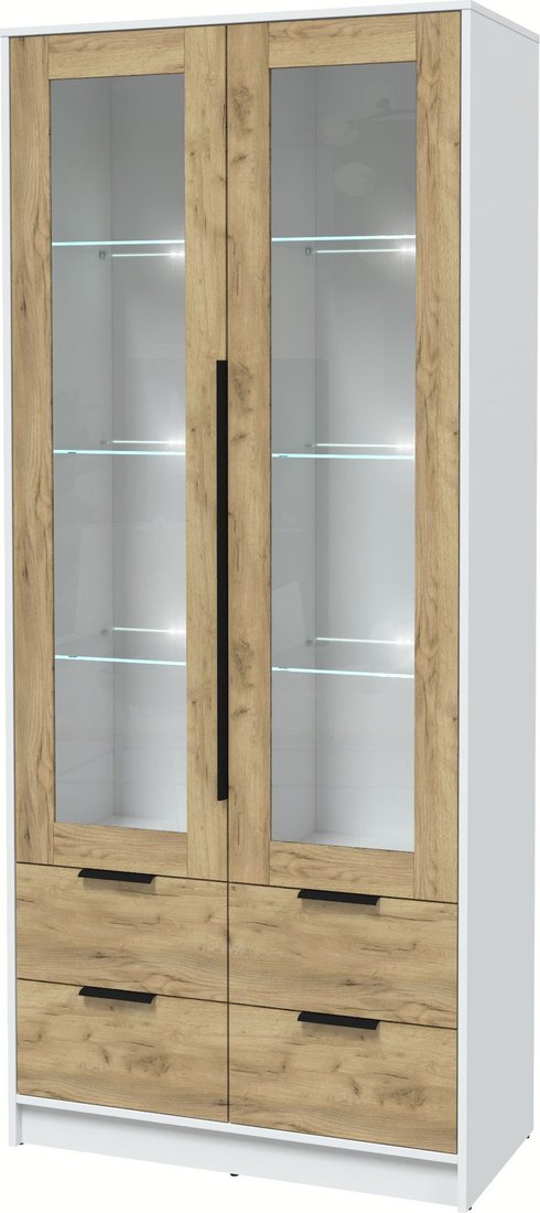 

Шкаф-витрина Интерлиния Концепт КТ-ШВ2 с подсветкой (дуб золотой/белый платинум)