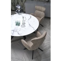 Кухонный стол Halmar Vertigo 130-180/130/76 (белый мрамор/черный)