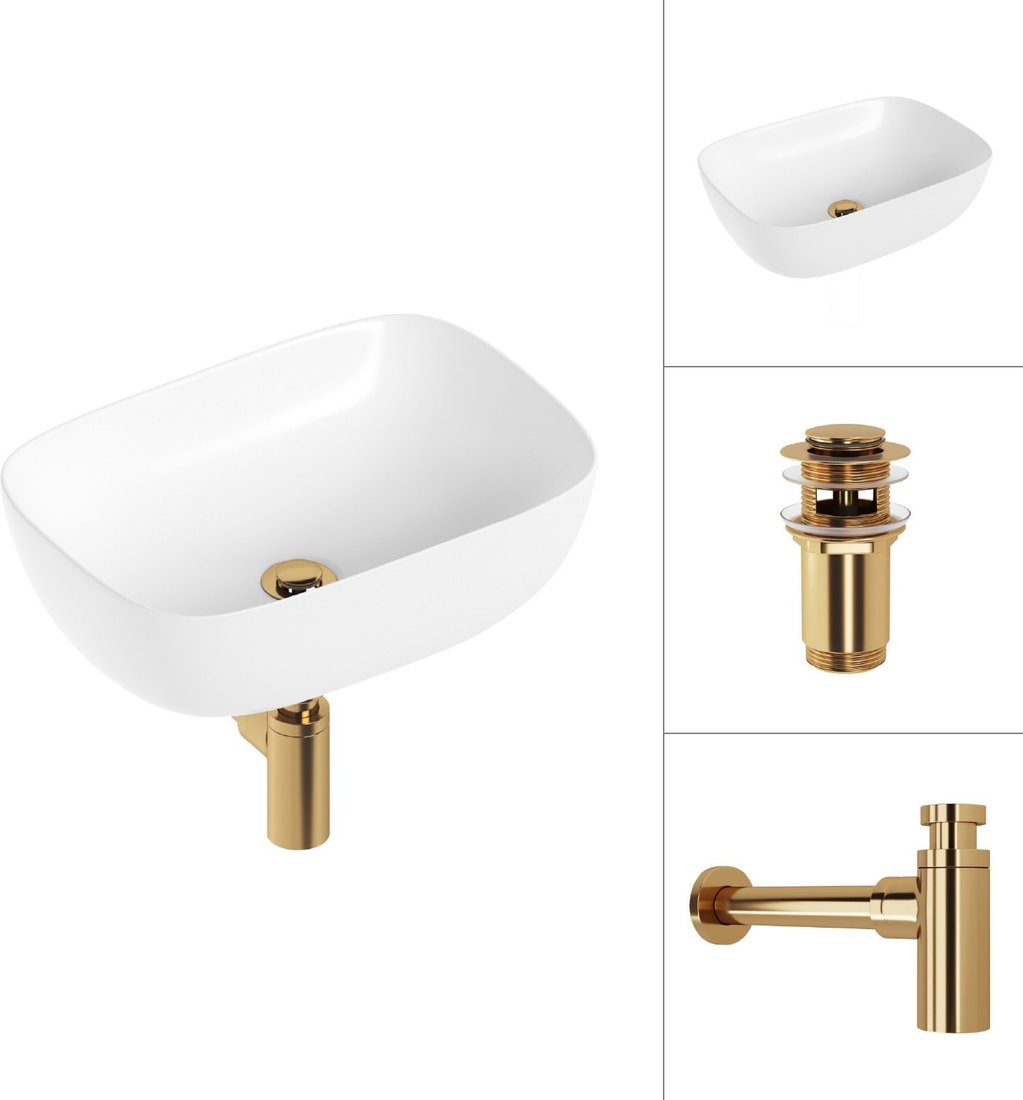 

Умывальник Lauter 21493A + клапан 21190G + сифон 21635G (золото)