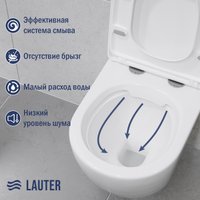 Унитаз подвесной Lauter Vortex 2110830 + GROHE Rapid SL 38772001 с кнопкой (прямоугольная, хром)