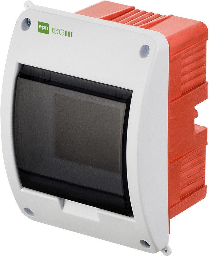 

Бокс пластиковый Elektro-Plast Elegant 1x5M, N/PE 1x10mm2, дымчатая пласт. дверь, белый RAL9003, 156x116x93mm, IP40