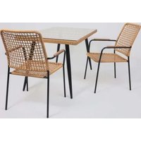 Садовый стул AksHome Bergamo (PE, иск.роттанг, черный+коричневый)