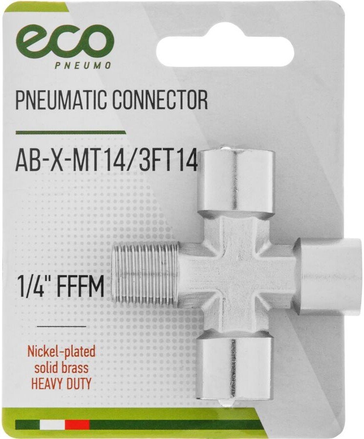 Фитинг ECO Соединитель пневматический 1/4 AB-X-MT14/3FT14