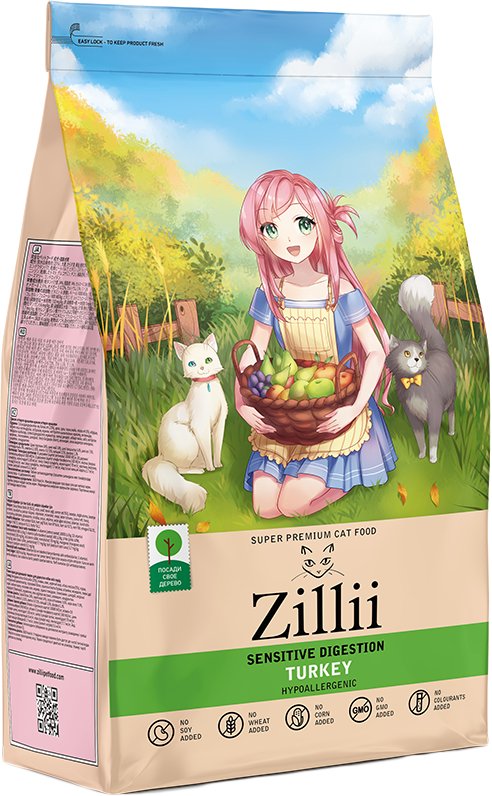 

Сухой корм для кошек Zillii Sensitive Digestion индейка 2 кг