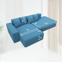 Угловой диван Лига диванов Лига-079 левый 129814L (рогожка амур 10 голубой)