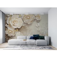 Фотообои ФабрикаФресок 3D Цветы с бабочками 874270 (400x270)