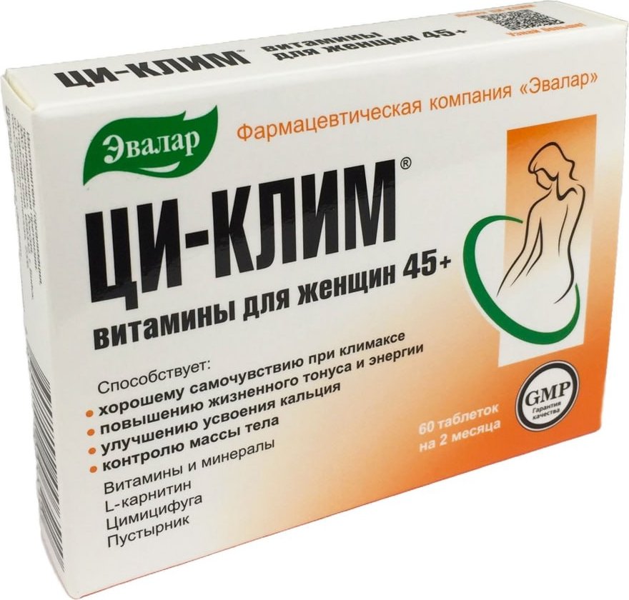 

БАД Эвалар Ци-Клим для женщин 45+, 560 мг, 60 табл.
