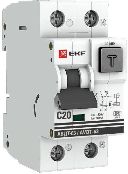 

Дифференциальный автомат EKF PROxima АВДТ-63 20А30мА DA63-20-30e