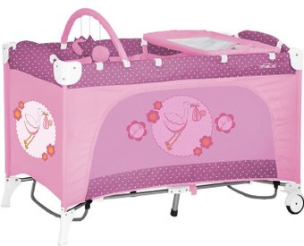 Манеж-кровать Lorelli Travel Kid Rocker Rose Stork [10080231536]
