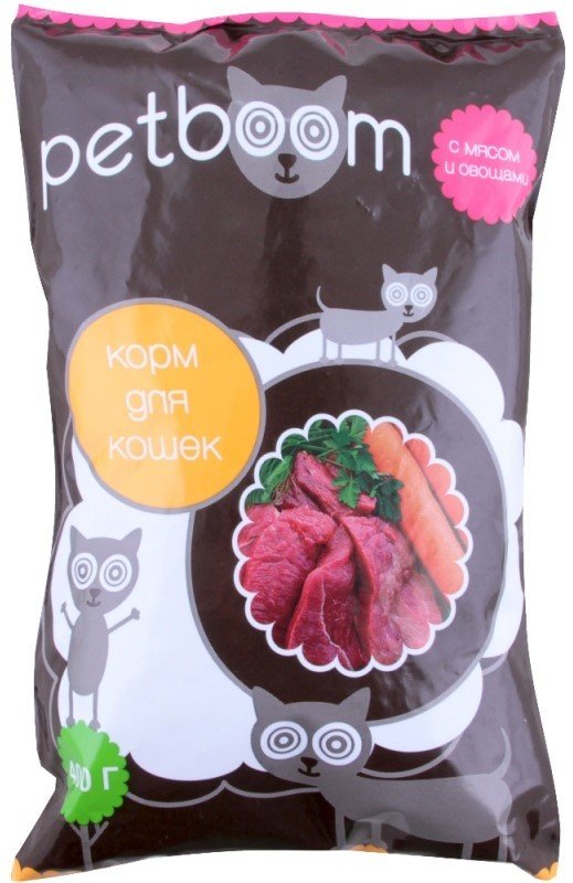 Сухой корм для кошек PetBoom Для взрослых кошек с мясом и овощами 0.4 кг