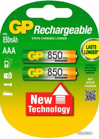 Аккумулятор GP AAA 850mAh 2 шт. [85AAAHC]