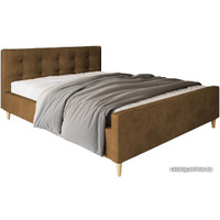Кровать Настоящая мебель Pinko 160x200 (вельвет, с ПМ, коричневый)