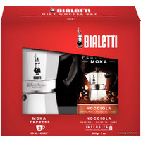 Гейзерная кофеварка Bialetti Moka Express (3 порции + кофе молотый Nocciola 200 гр) в Бобруйске