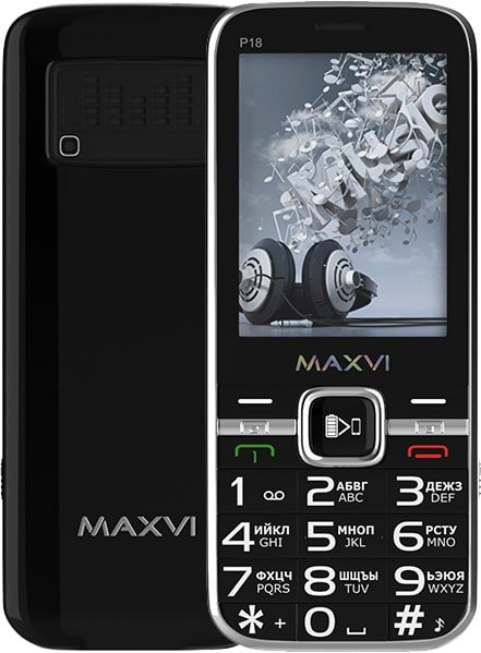 

Кнопочный телефон Maxvi P18 (черный)