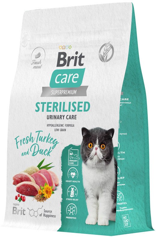 Сухой корм для кошек Brit Care Cat Sterilised Urinary Care с индейкой и уткой 400 г